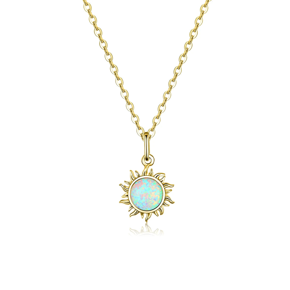 Opal Sun Pendant Necklace