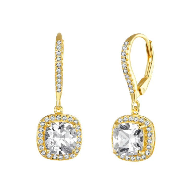 Geometric CZ Drop Earrings
