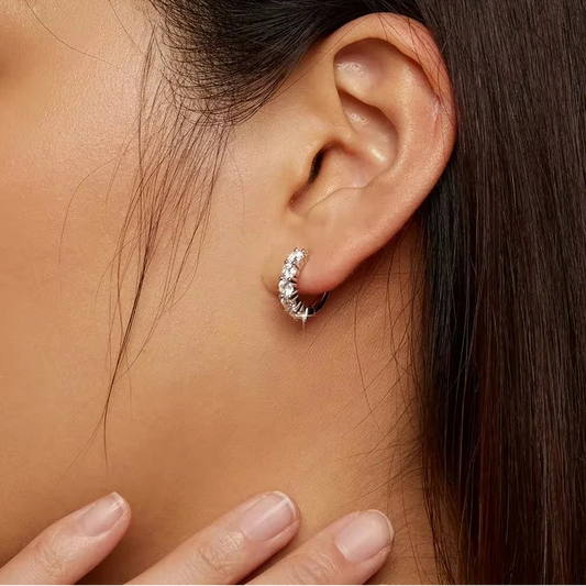 Moissanite Huggie Hoop Earrings