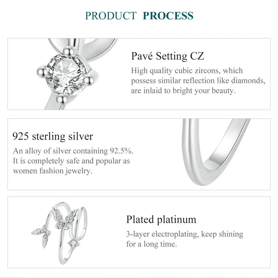 Adjustable Butterfly Zircon Ring