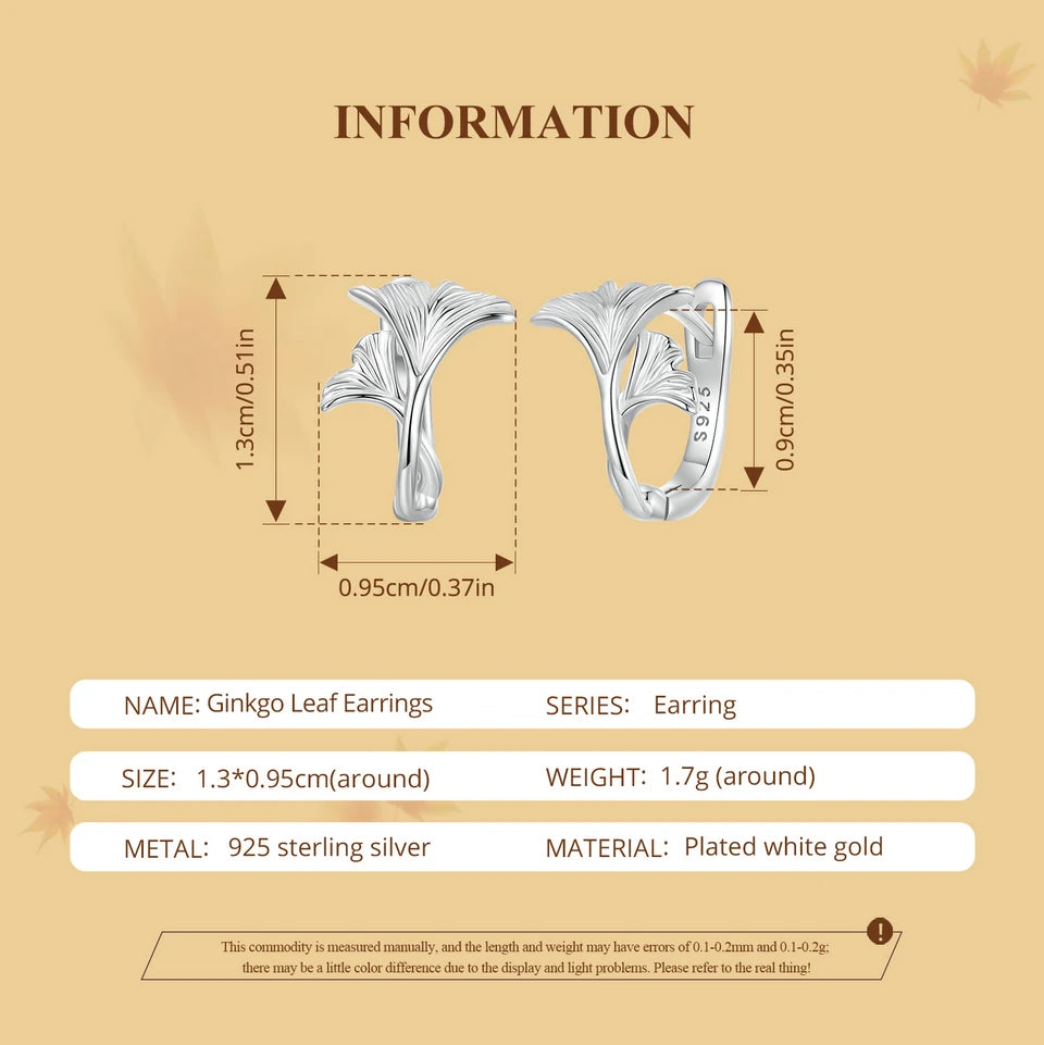 Ginkgo Leaf Hoop Earrings