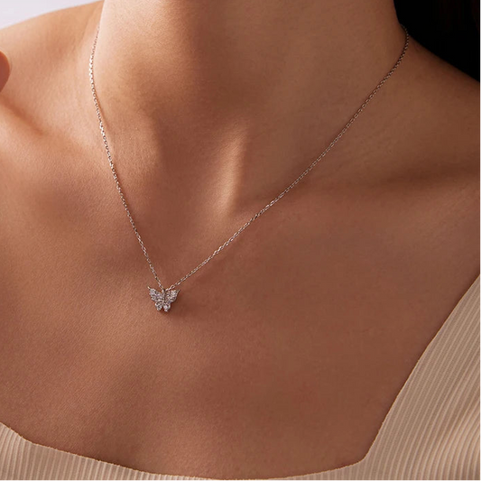 Sparkling Butterfly Pendant Necklace