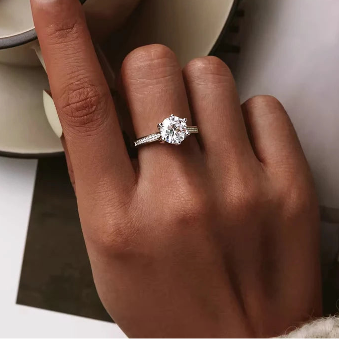 3CT Round Cut Zircon Engagement Ring