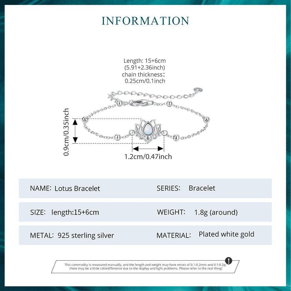 Opal Lotus Flower Chain Bracelet