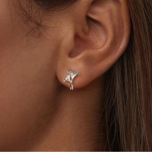 Ginkgo Leaf Hoop Earrings