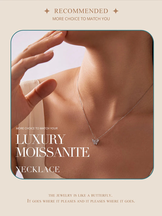 Moissanite Butterfly Pendant Necklace