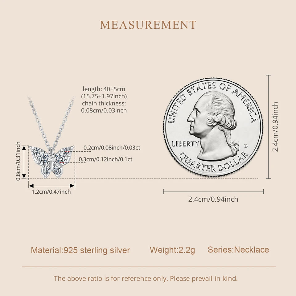 Moissanite Butterfly Pendant Necklace