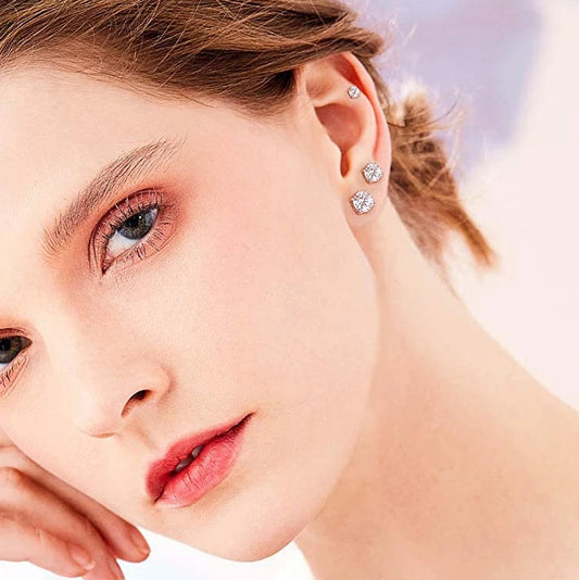 Round CZ Stud Earrings