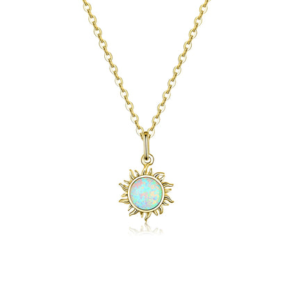 Opal Sun Pendant Necklace