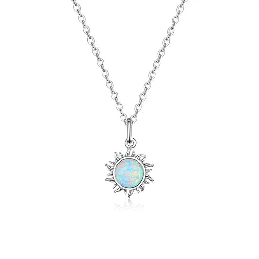 Opal Sun Pendant Necklace