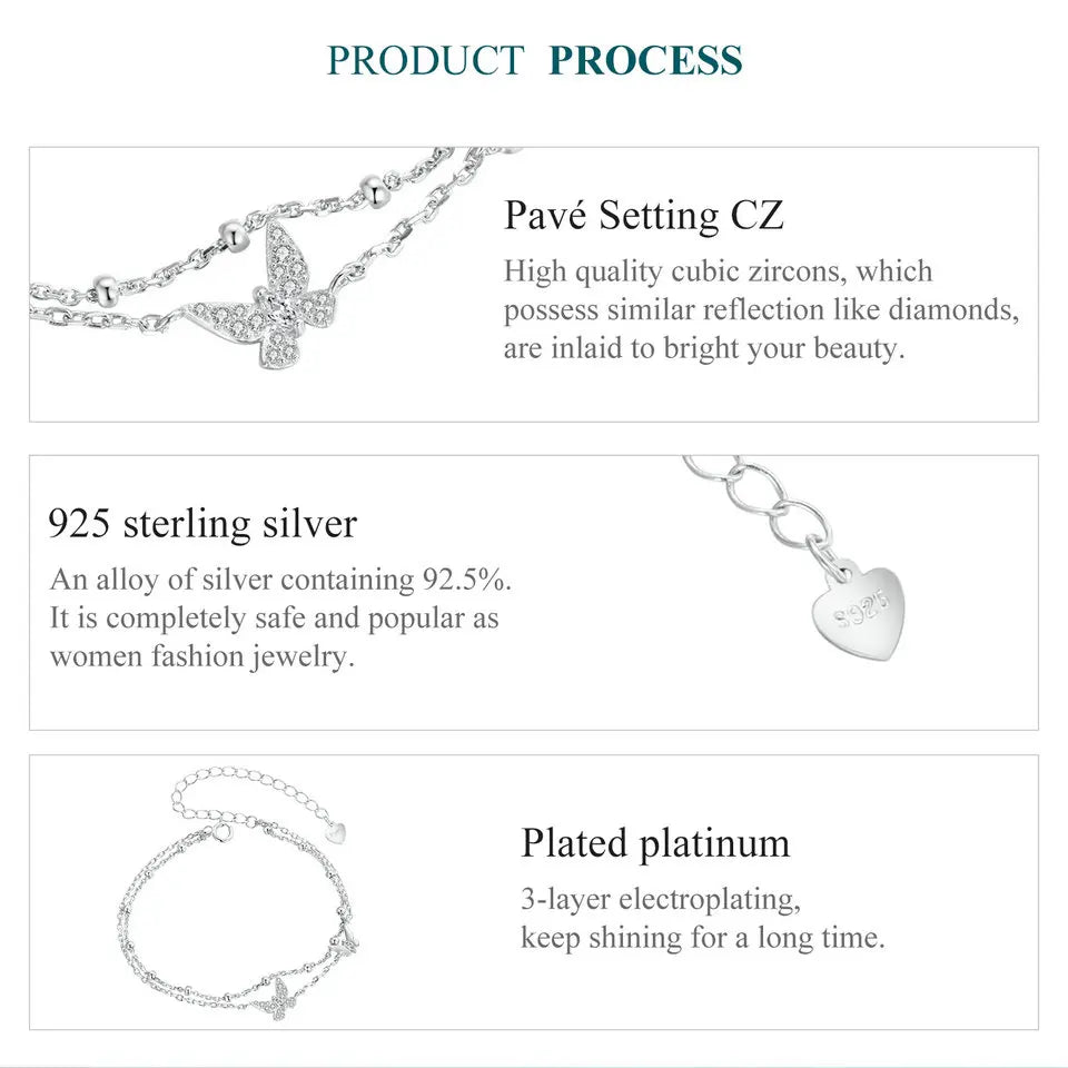 Double Butterfly Layered Bracelet