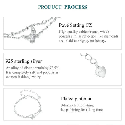 Double Butterfly Layered Bracelet