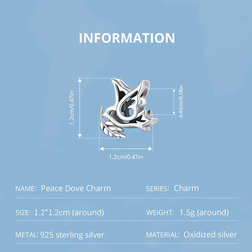 Peace Dove Charm Bead