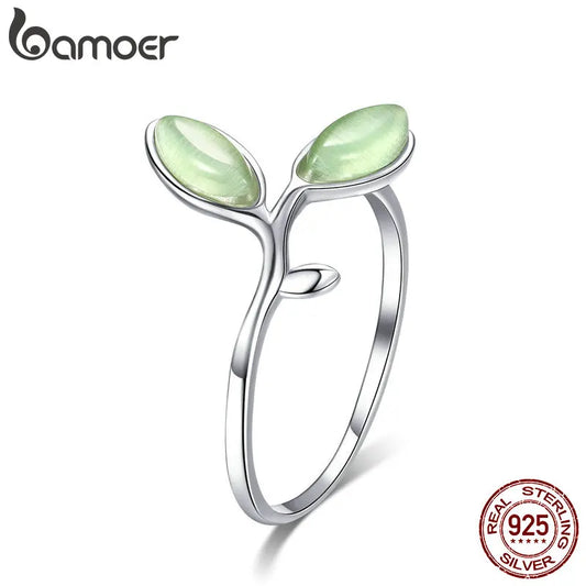 Green Leaf Branch Ring