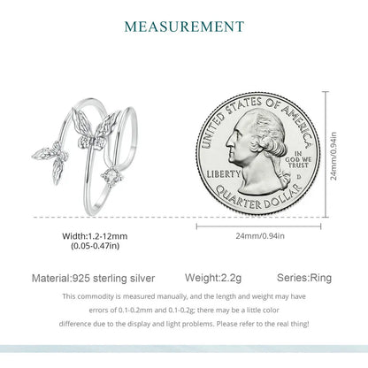 Adjustable Butterfly Zircon Ring
