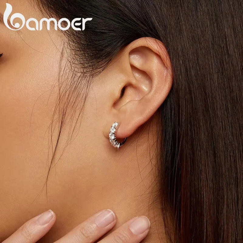 Moissanite Huggie Hoop Earrings