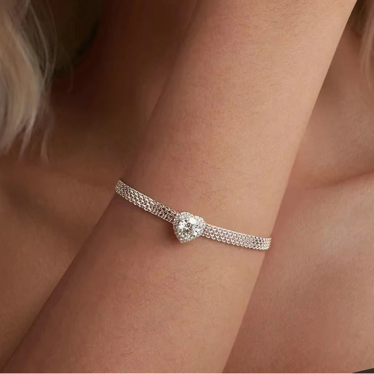 Heart Moissanite Woven Bracelet
