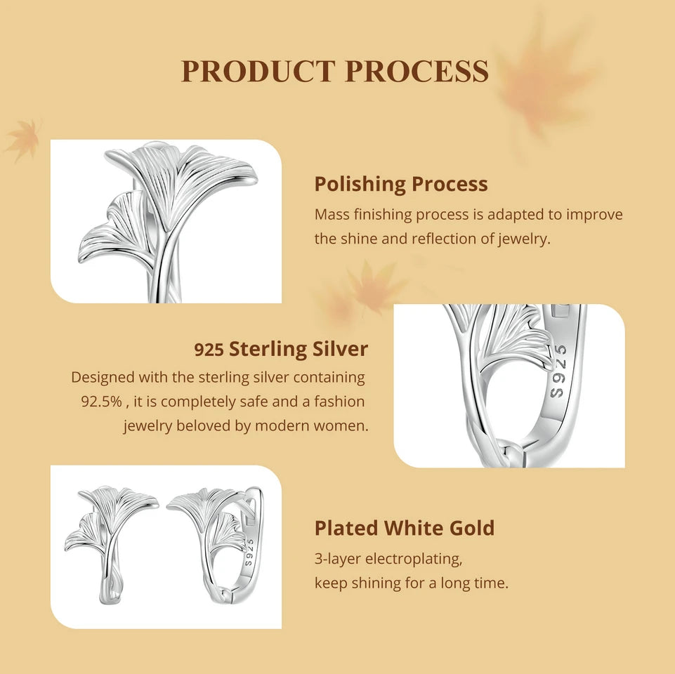 Ginkgo Leaf Hoop Earrings