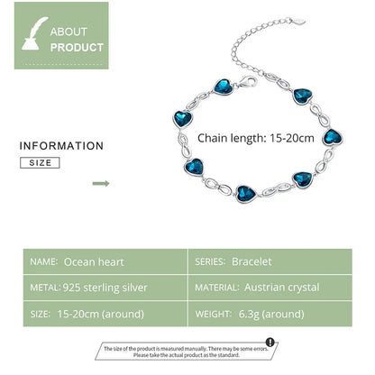 Blue Heart Chain Bracelet