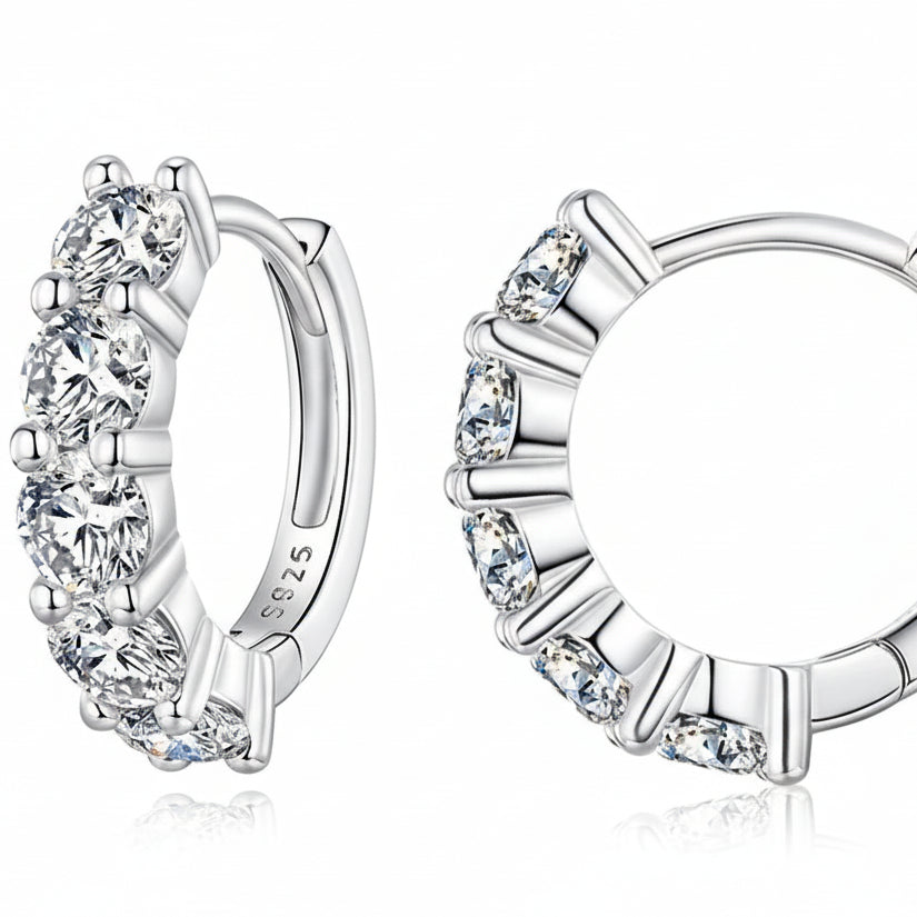 Moissanite Huggie Hoop Earrings