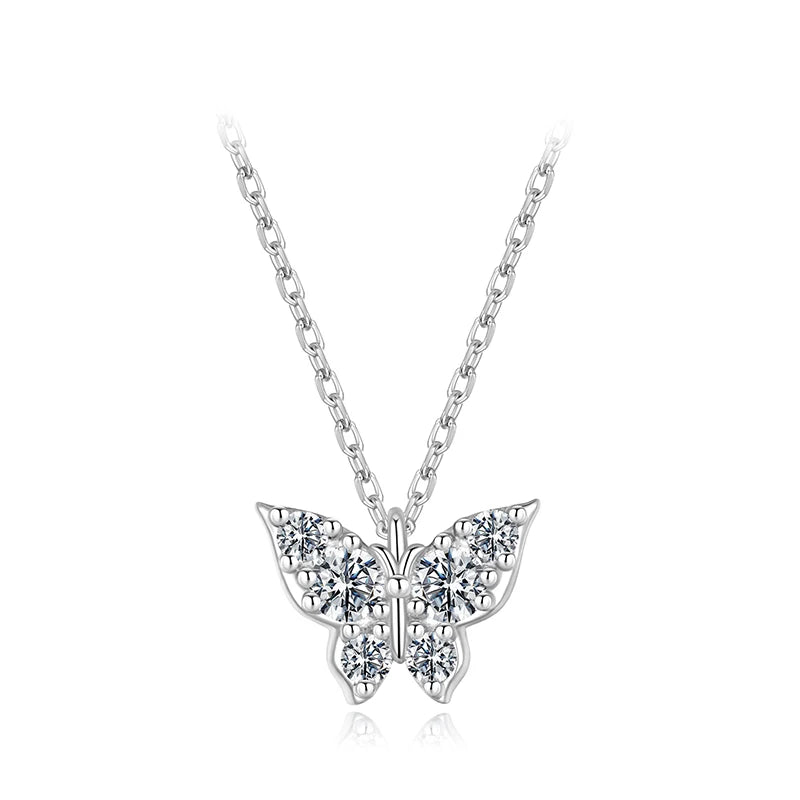 Moissanite Butterfly Pendant Necklace