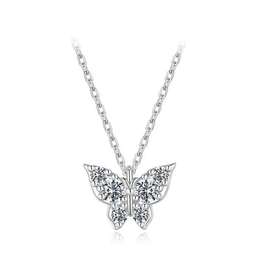 Moissanite Butterfly Pendant Necklace