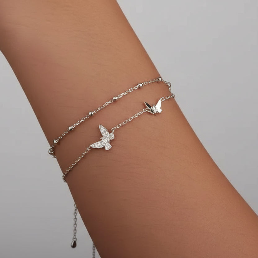 Double Butterfly Layered Bracelet