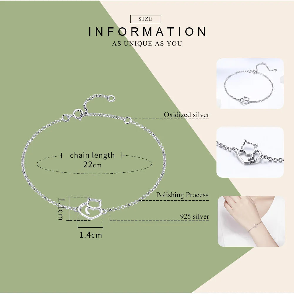 Cat Heart Link Bracelet