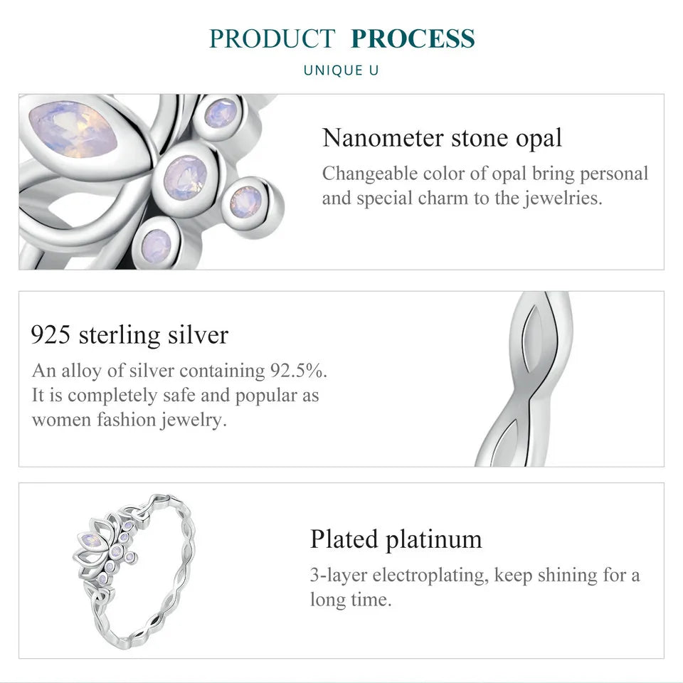 Lotus Opal Flower Ring