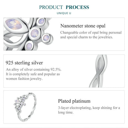 Lotus Opal Flower Ring