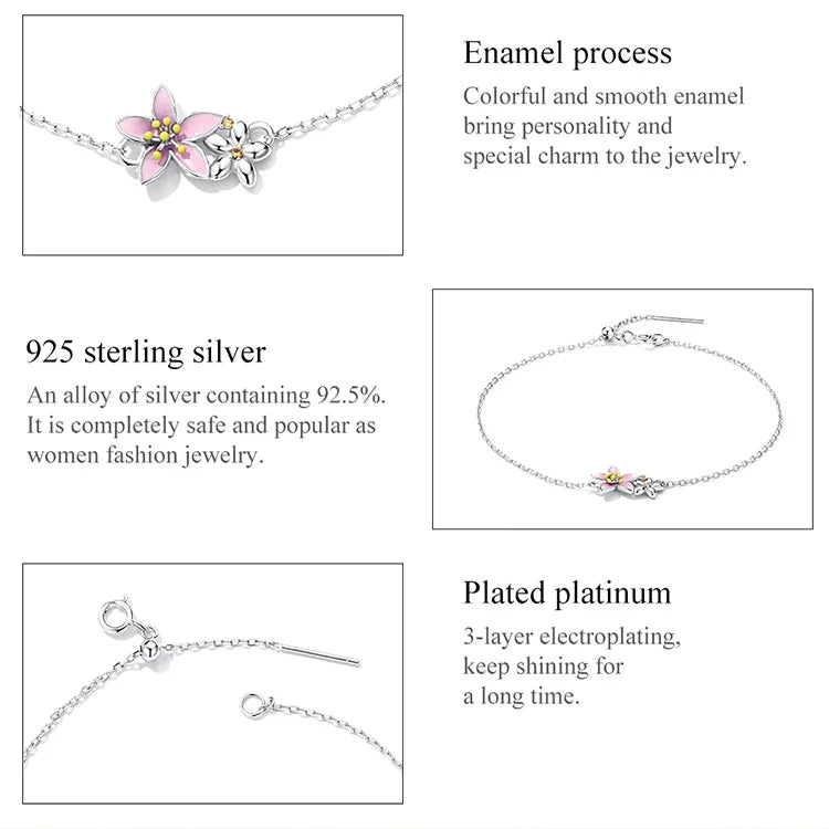 Cherry Blossom Snake Chain Bracelet
