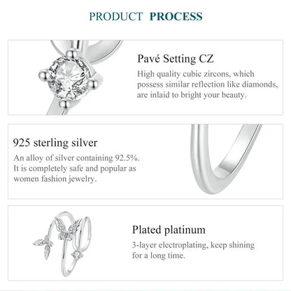 Adjustable Butterfly Zircon Ring