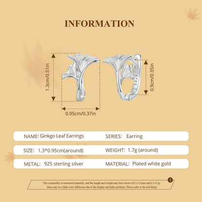 Ginkgo Leaf Hoop Earrings