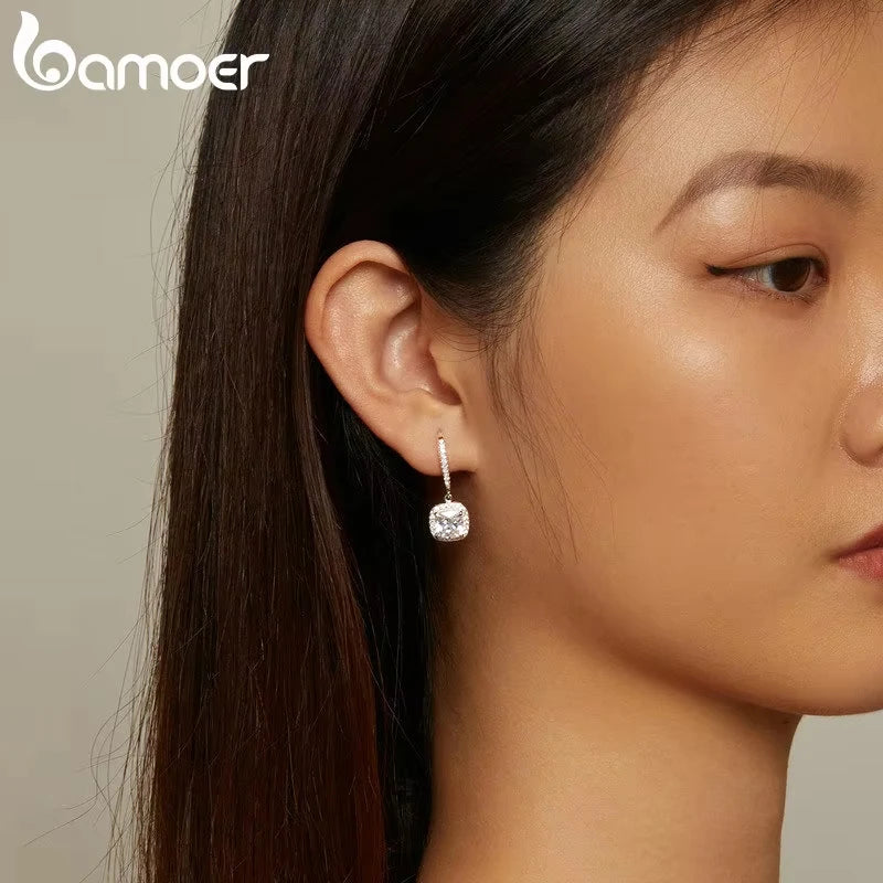 Geometric CZ Drop Earrings