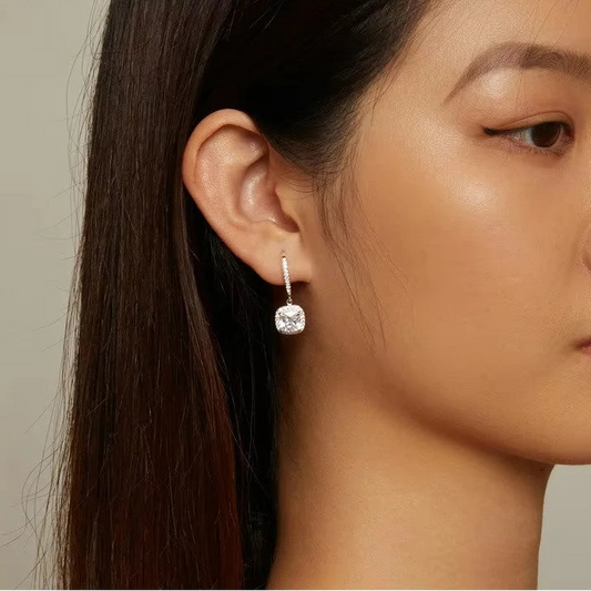 Geometric CZ Drop Earrings