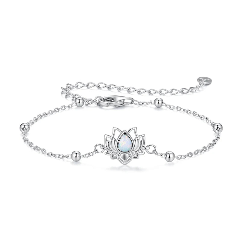 Opal Lotus Flower Chain Bracelet