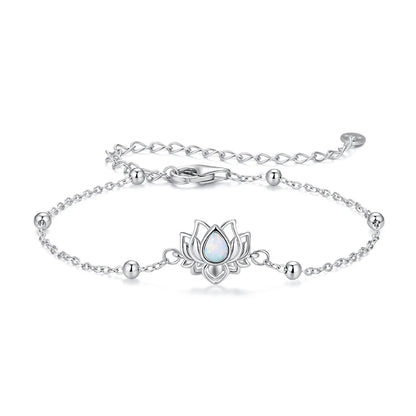 Opal Lotus Flower Chain Bracelet