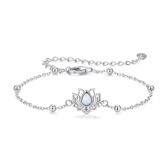 Opal Lotus Flower Chain Bracelet
