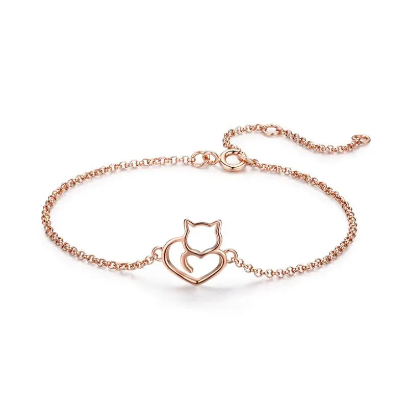 Cat Heart Link Bracelet