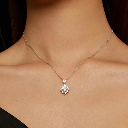1 Carat Moissanite Halo Necklace