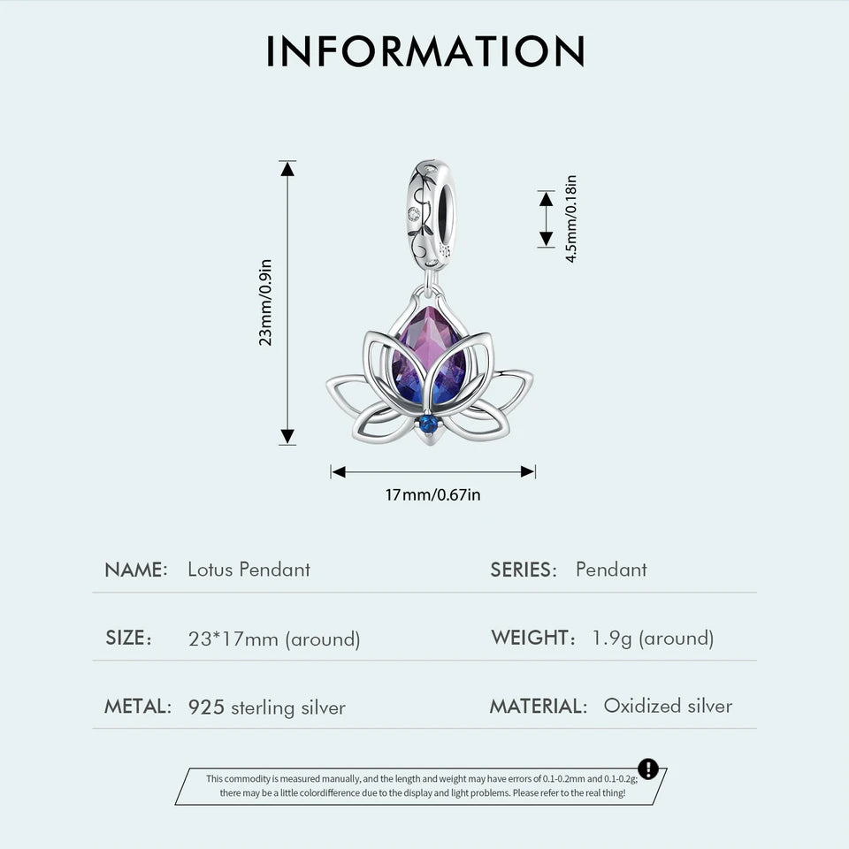 Purple Lotus Flower Dangle Charm