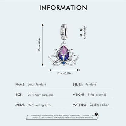 Purple Lotus Flower Dangle Charm