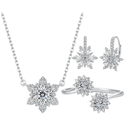 Snowflake Necklace, Earrings & Ring Set
