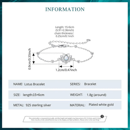 Opal Lotus Flower Chain Bracelet