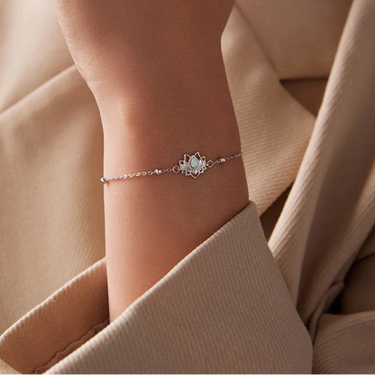 Opal Lotus Flower Chain Bracelet