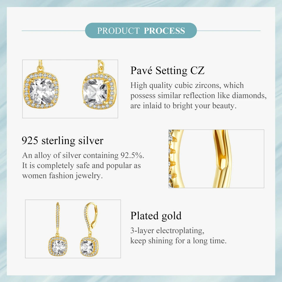 Geometric CZ Drop Earrings