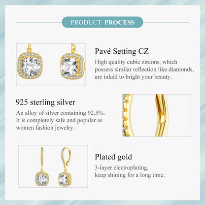 Geometric CZ Drop Earrings