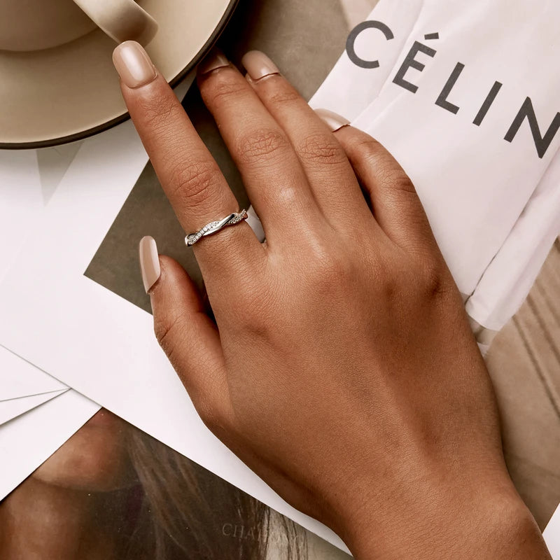 Twisted Rope CZ Band Ring