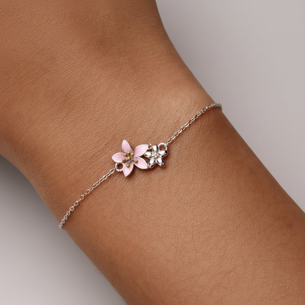 Cherry Blossom Snake Chain Bracelet