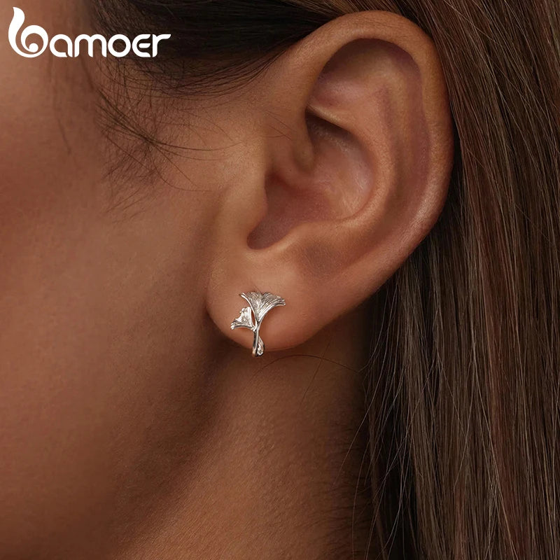 Ginkgo Leaf Hoop Earrings